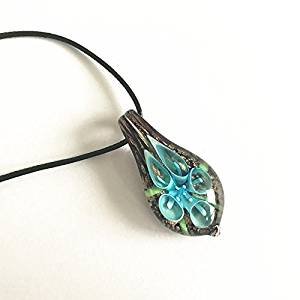 Glass, jewelry, glass, light blue flowers, tongue type