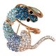 Stainless steel plated blue crystal brooch pin dog