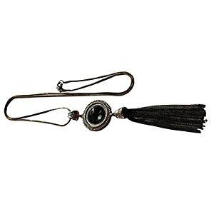 Simple metal tassels and circular sweater chain Cubic Zirconia