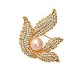 Vintage plated stainless steel luxury crystal brooch leaf brooch pin female Scarf