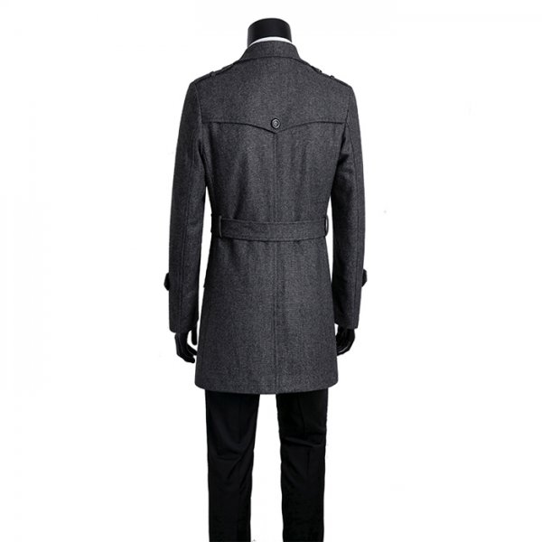 New Tweed Coat Men's Trench Coat Medium Length Korean Version