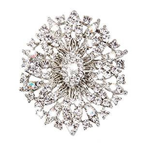 Oval crystal diamond flower brooch bride wedding