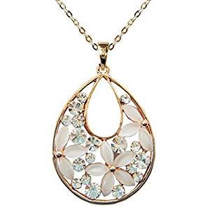 Rose plated stainless white crystalline opal create droplets