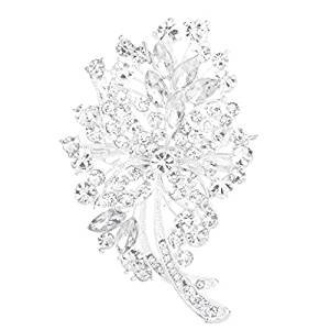 Sparkling diamond bridal bouquet wedding flower brooch